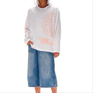 Telfar Hoodie T white & orange. Sold out on website!